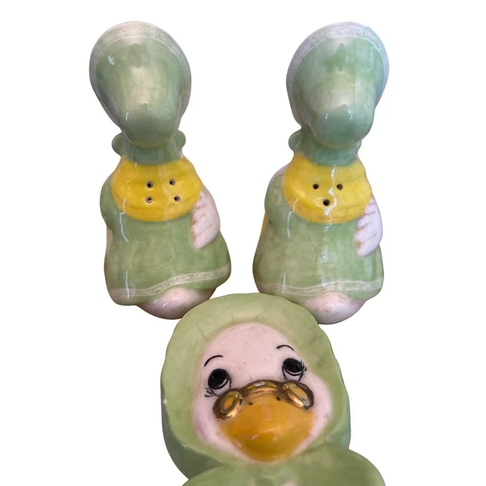 Vintage‎ Scioto Ceramic Duck Goose Spoon Rest Salt Pepper Shakers Hand Painted